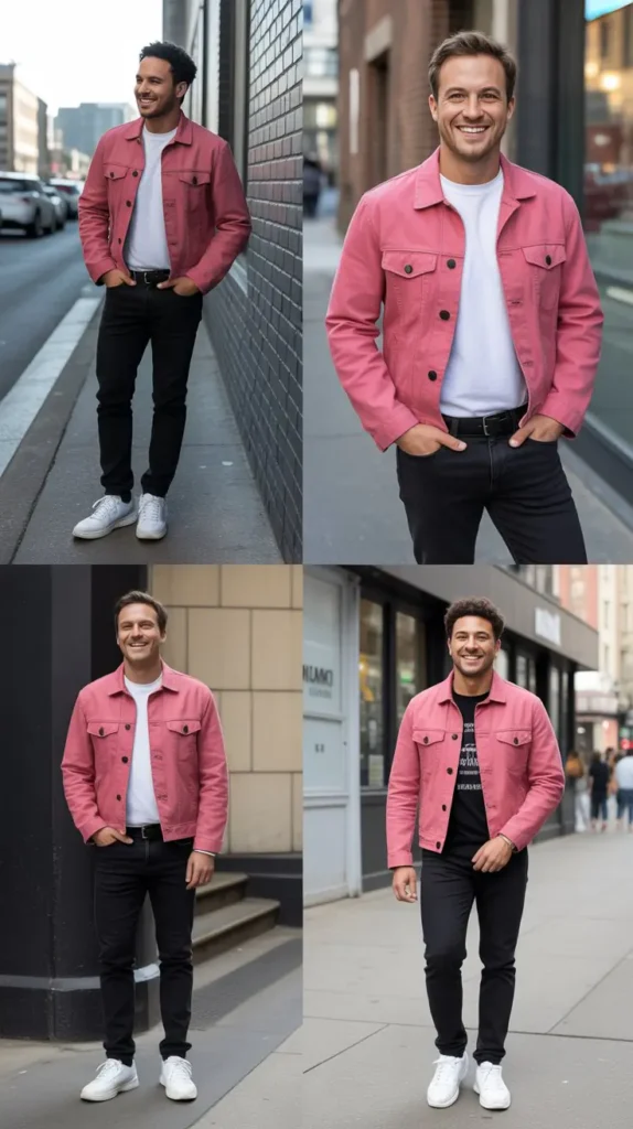 Pink Jacket with Black Jeans