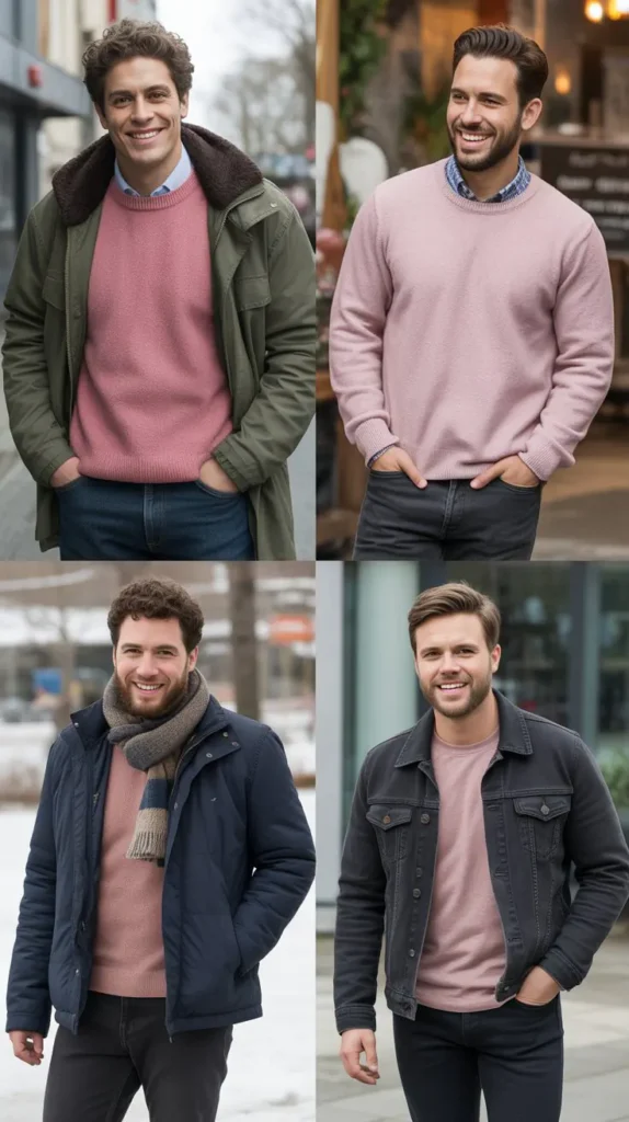 Pink Sweater with Dark Denim