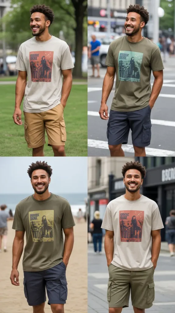 Graphic Tee with Cargo Shorts