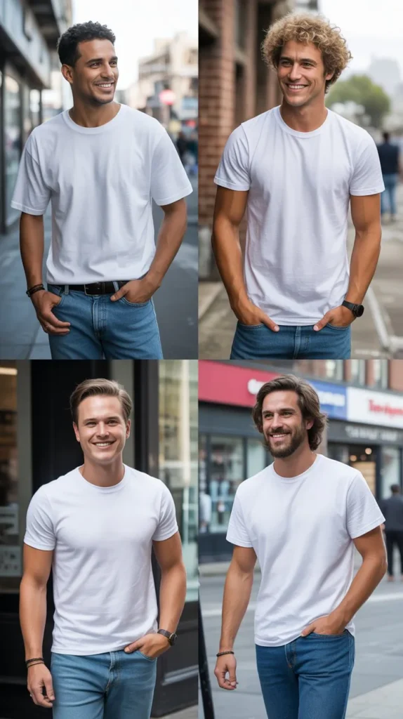 Classic White T-Shirt with Blue Jeans