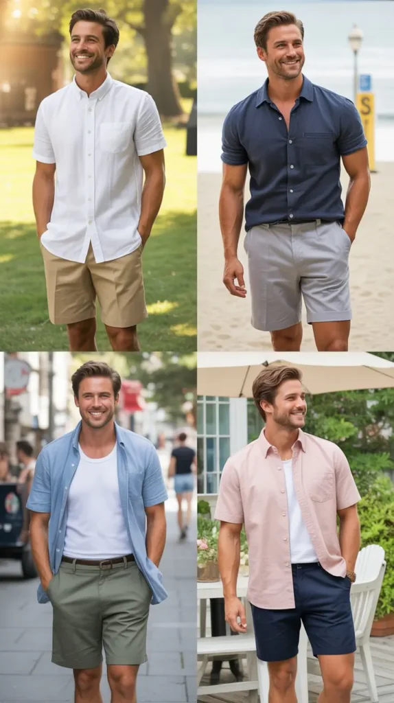 Short Sleeve Button-Up with Shorts