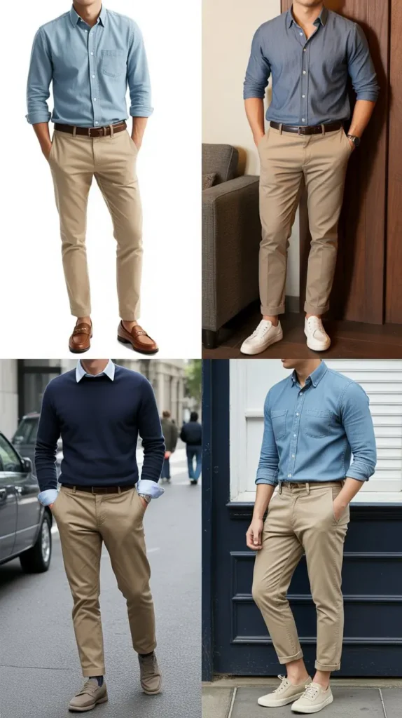 Chambray Shirt and Khaki Pants