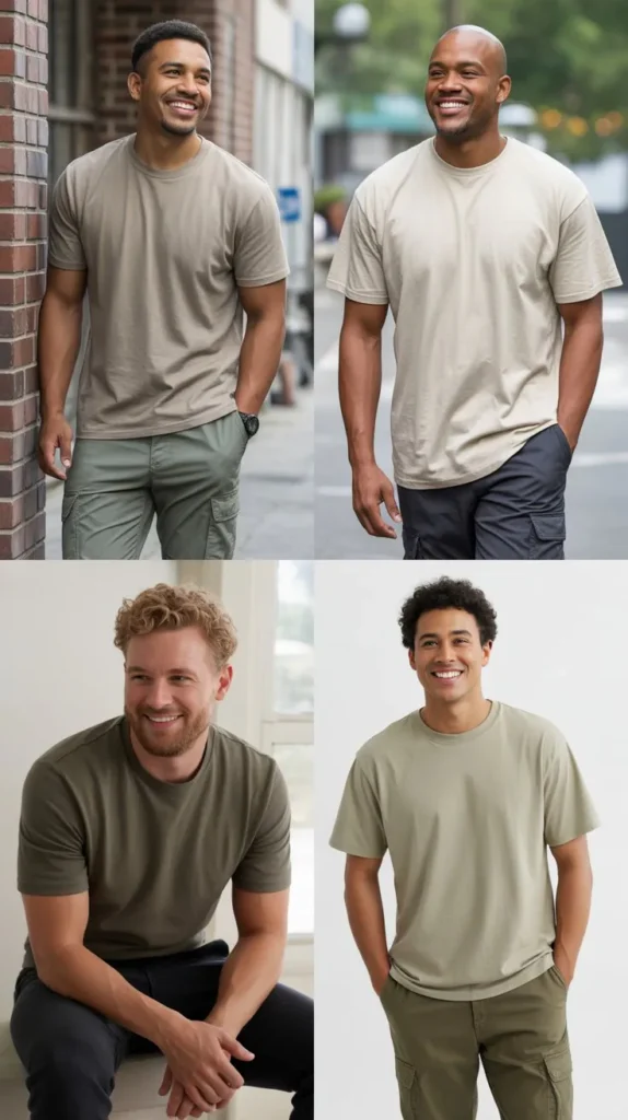 Plain T-Shirt with Cargo Pants