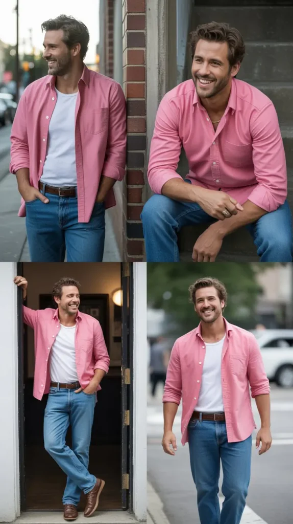 Pink Shirt with Blue Jeans