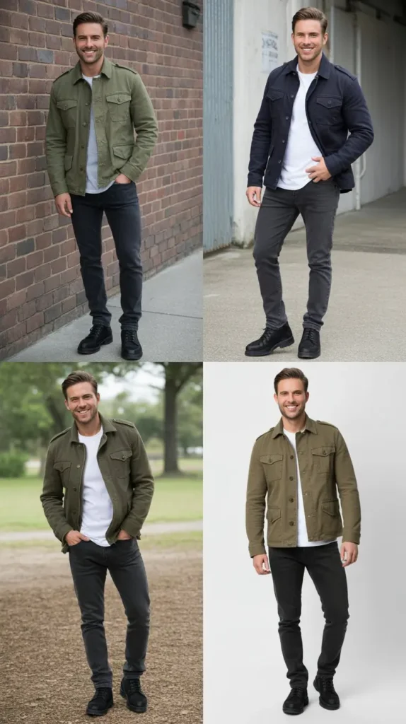  Military Jacket with Slim Jeans