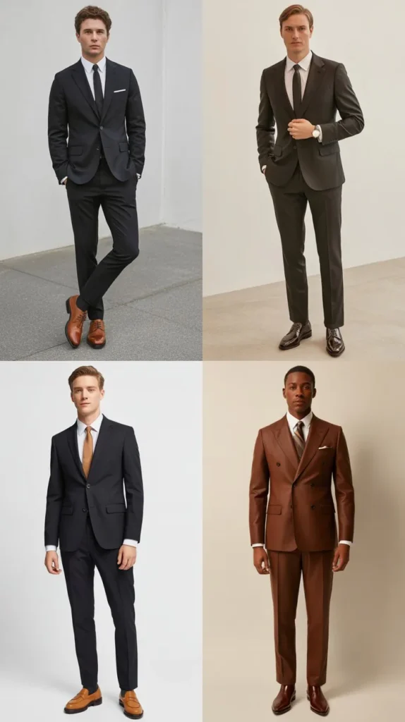 Black Suit with Brown Shoes