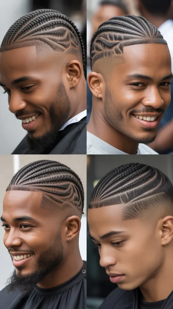 Cornrow Fade with Designs