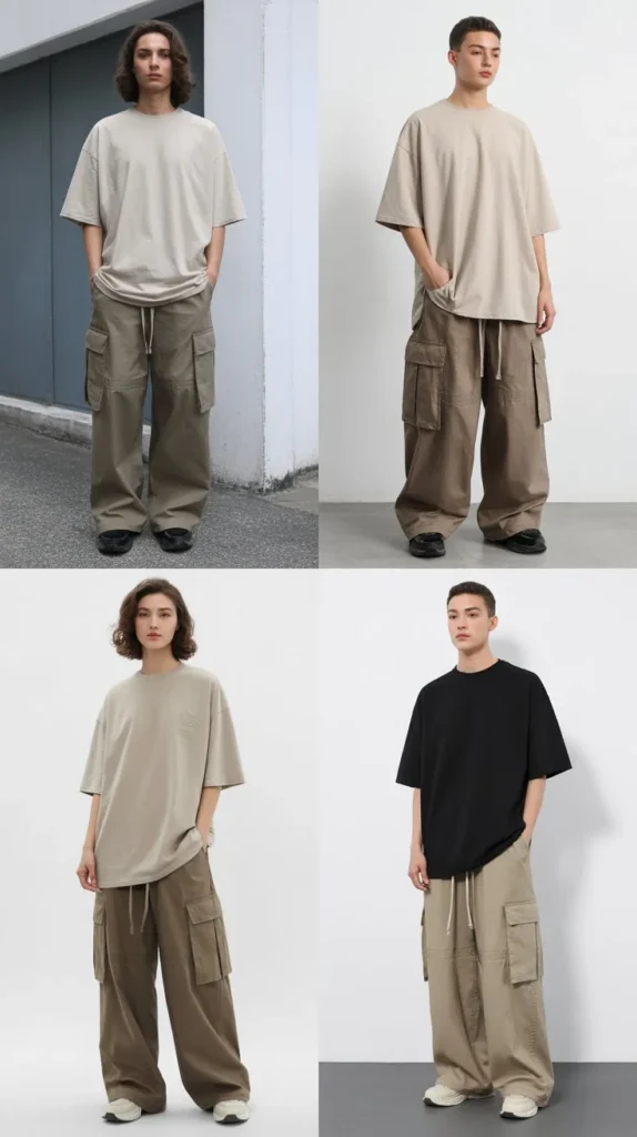 . Oversized T-Shirt with Cargo Pants