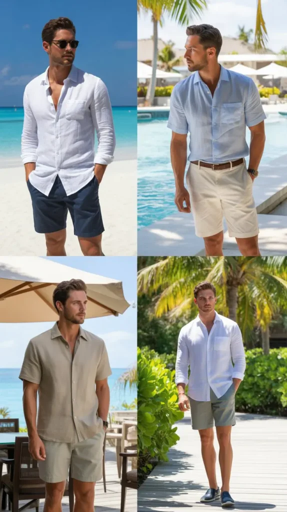 Linen Shirt with Tailored Shorts