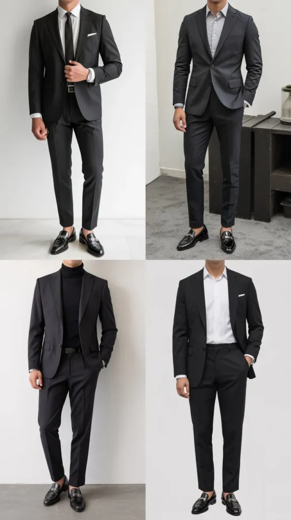 Black Suit with Loafers