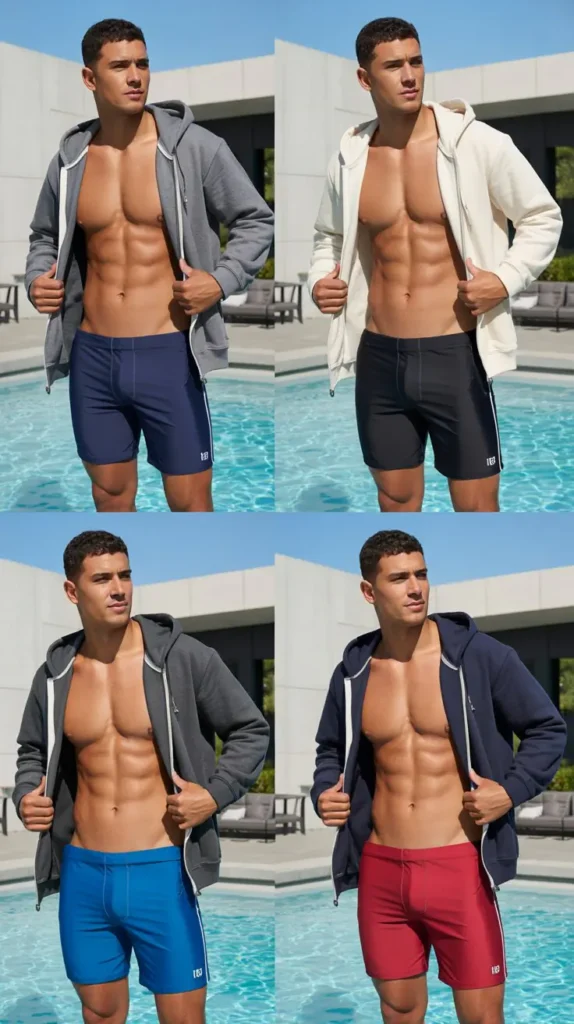Sporty Swim Brief with Zip Hoodie