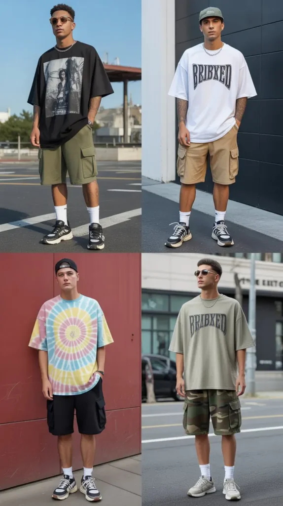 . Denim Shirt with Khaki Shorts