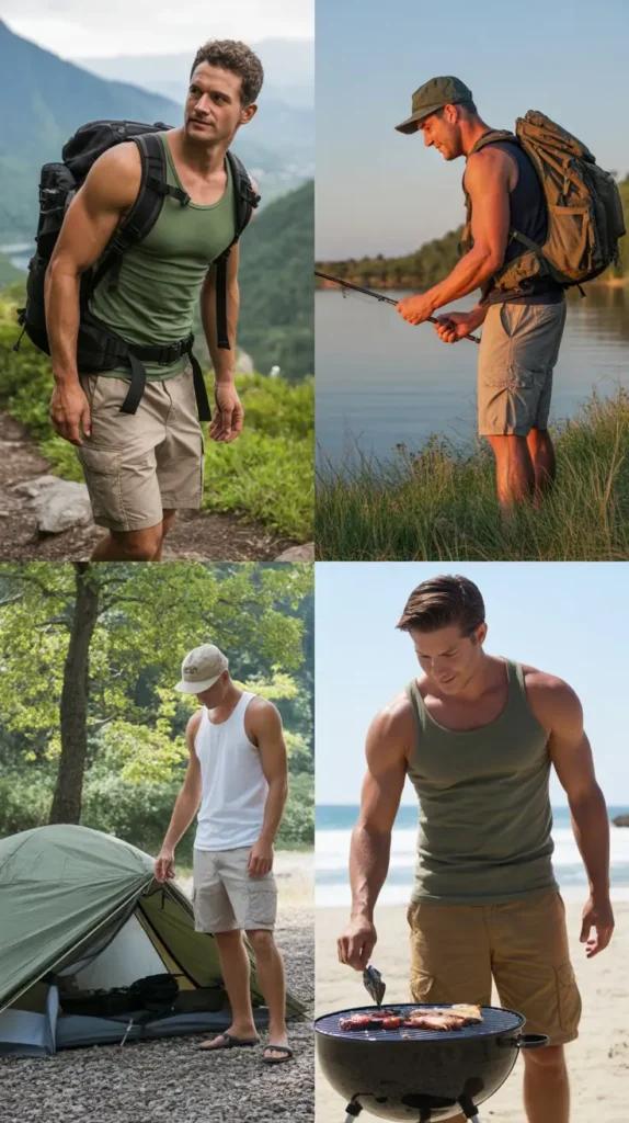 Sleeveless Shirt with Cargo Shorts