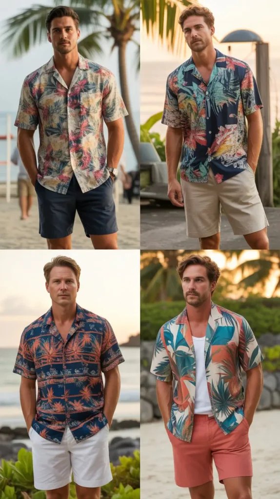 Printed Shirt with Plain Shorts