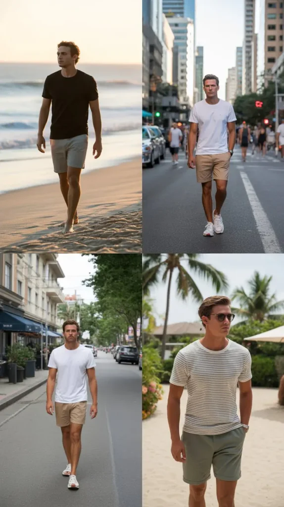 Graphic Tee with Denim Shorts