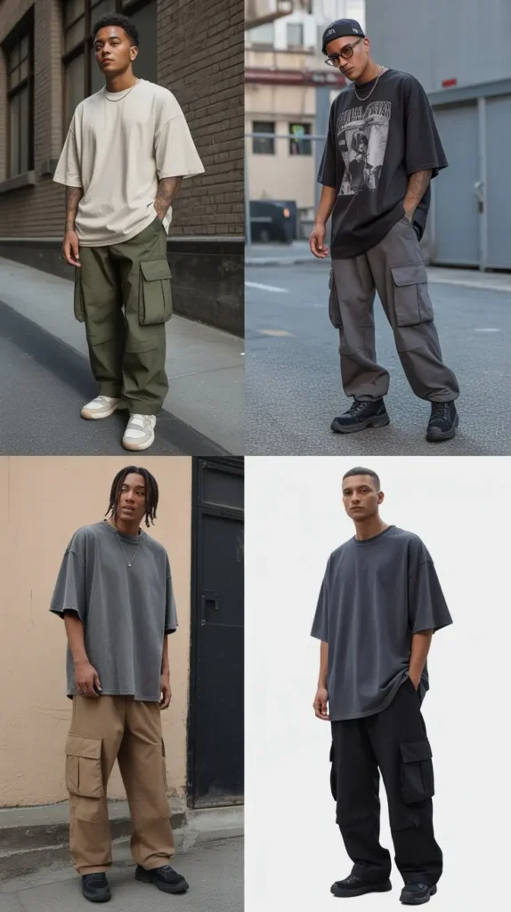 Oversized T-Shirt with Cargo Pants