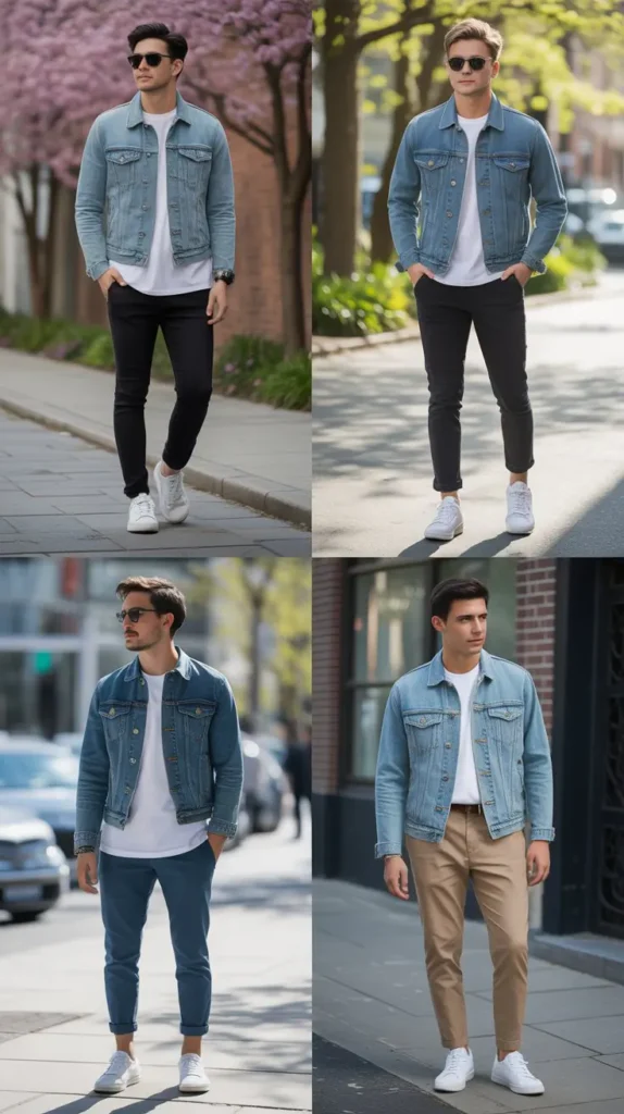 Lightweight Denim Jacket with White Tee