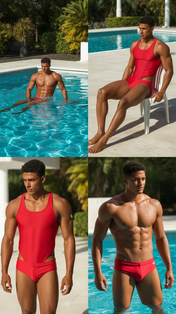 Bold Red Swim Brief with Tank Top