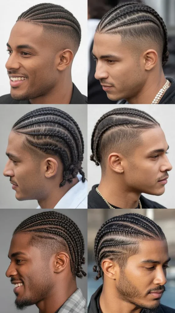 Cornrow Fade with Side Swept Braids