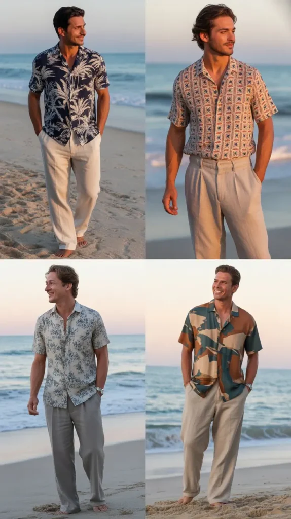  Printed Shirt with Linen Pants