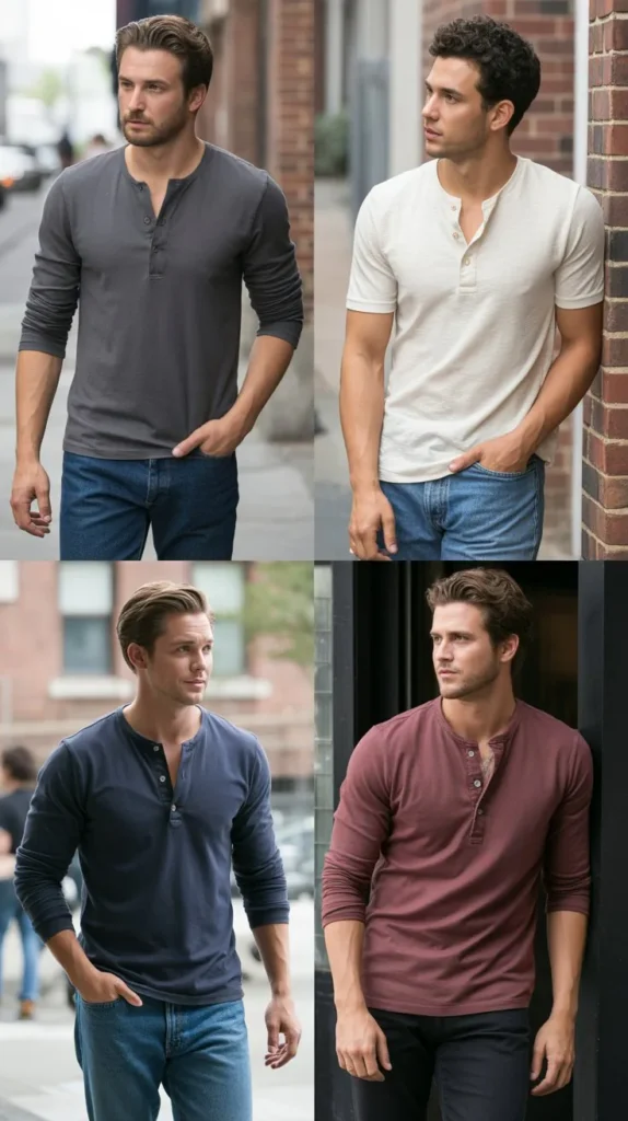 Classic Henley with Blue Jeans