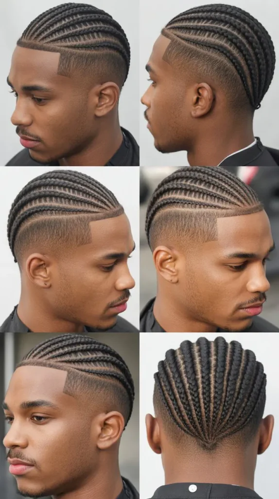  Cornrow Fade with Hard Part