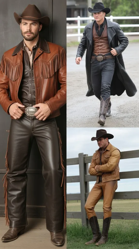 Leather Jacket Cowboy Look