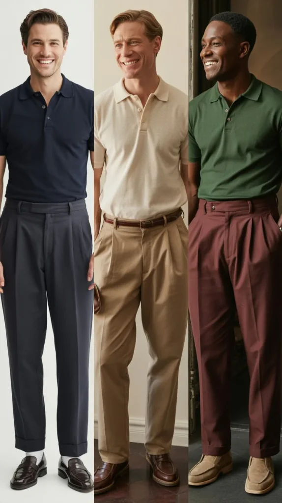  Vintage Polo Shirt with Pleated Pants