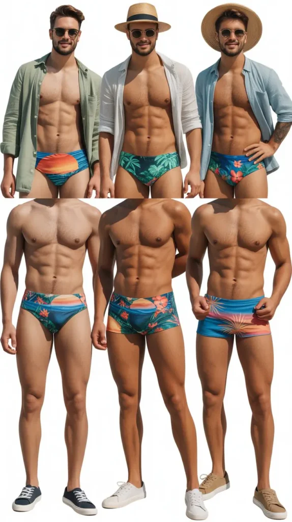Textured Fabric Swim Briefs