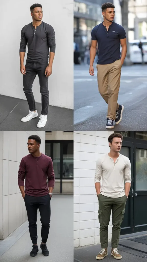 Henley Top Outfit Men Ideas for Everyday Fashion
