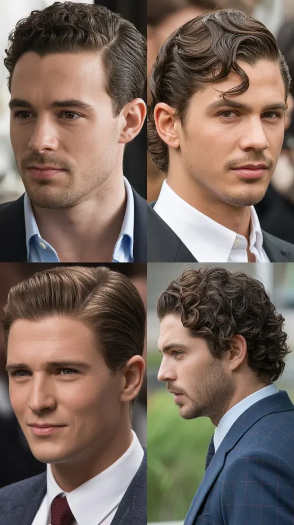 Curly Slick Side Part