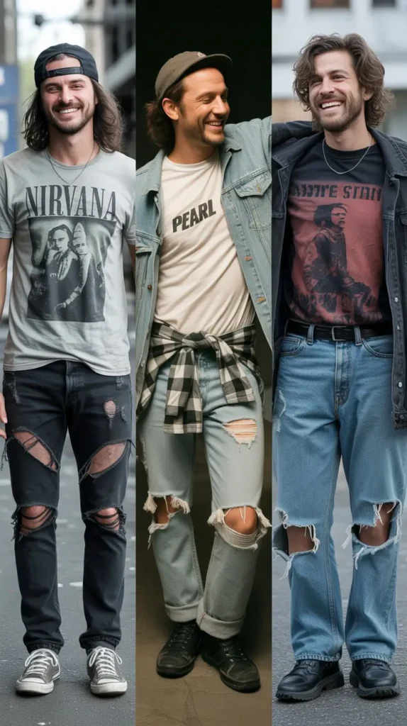  Band Tees with Ripped Jeans