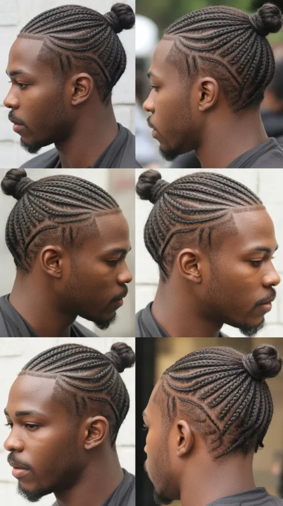  Cornrow Fade with Bun