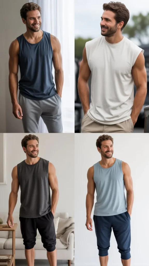  Sleeveless Shirt with Jogger Shorts