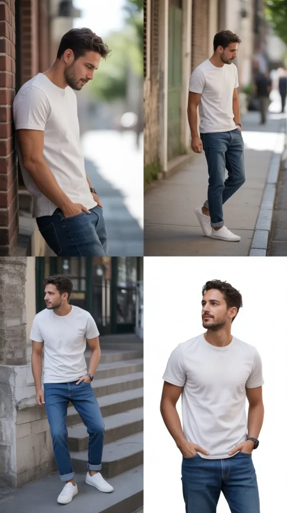  Classic White T-Shirt with Blue Jeans