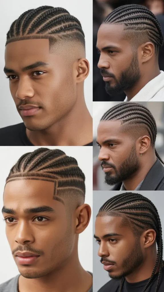  Cornrow Fade with Temple Fade