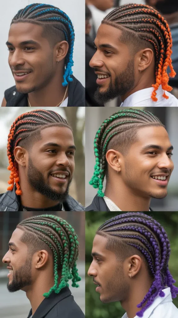 Cornrow Fade with Color Tips