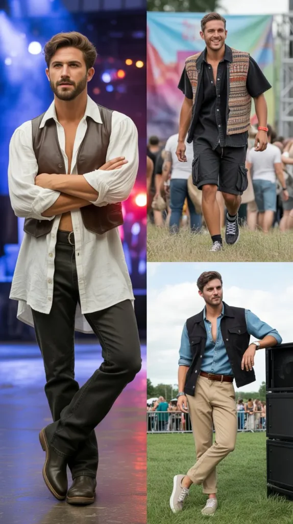 Open Shirt with Vest Style