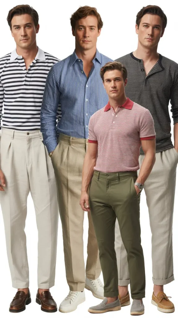 2. Striped Shirt with Linen Pants