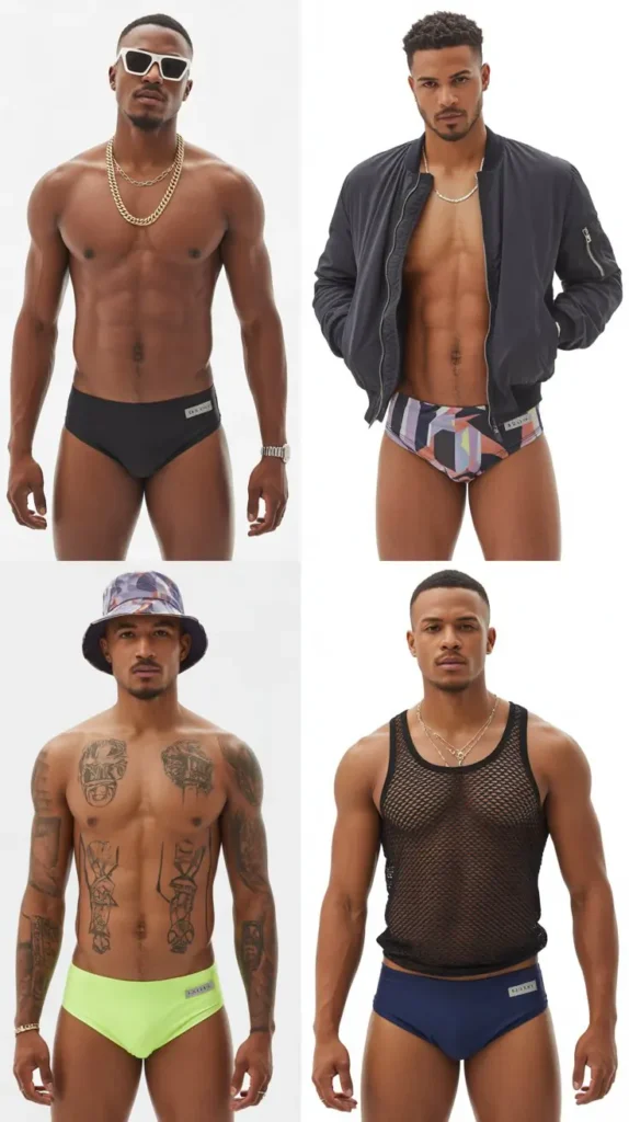 Metallic Finish Swim Briefs