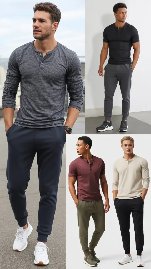 Henley with Joggers for Athleisure Style
