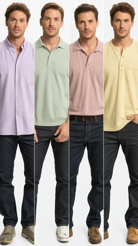 Pastel Shirt with Dark Jeans