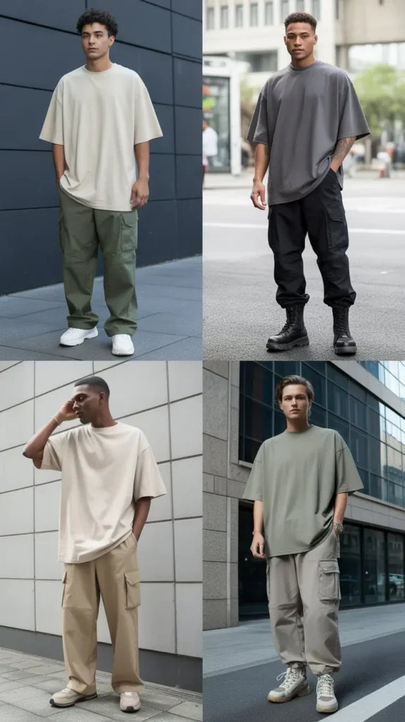 Oversized T-Shirt with Cargo Pants