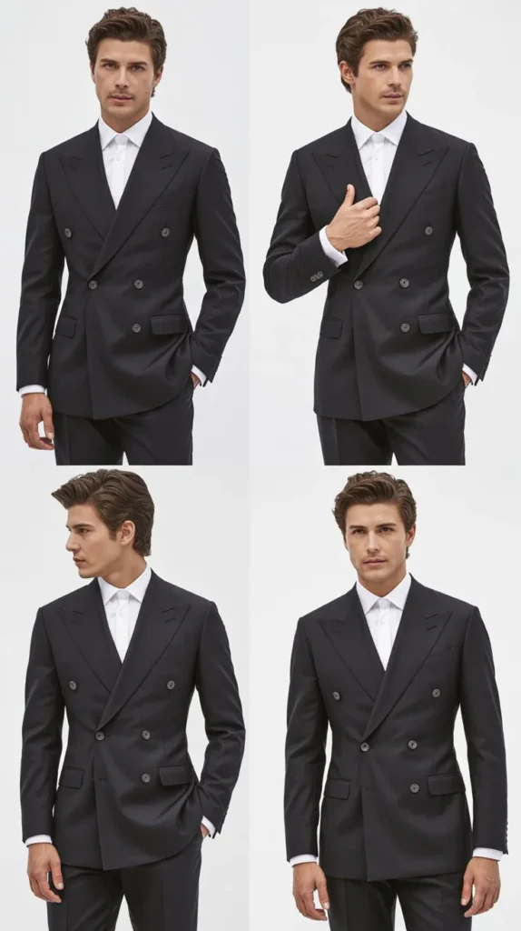 Double-Breasted Black Suit