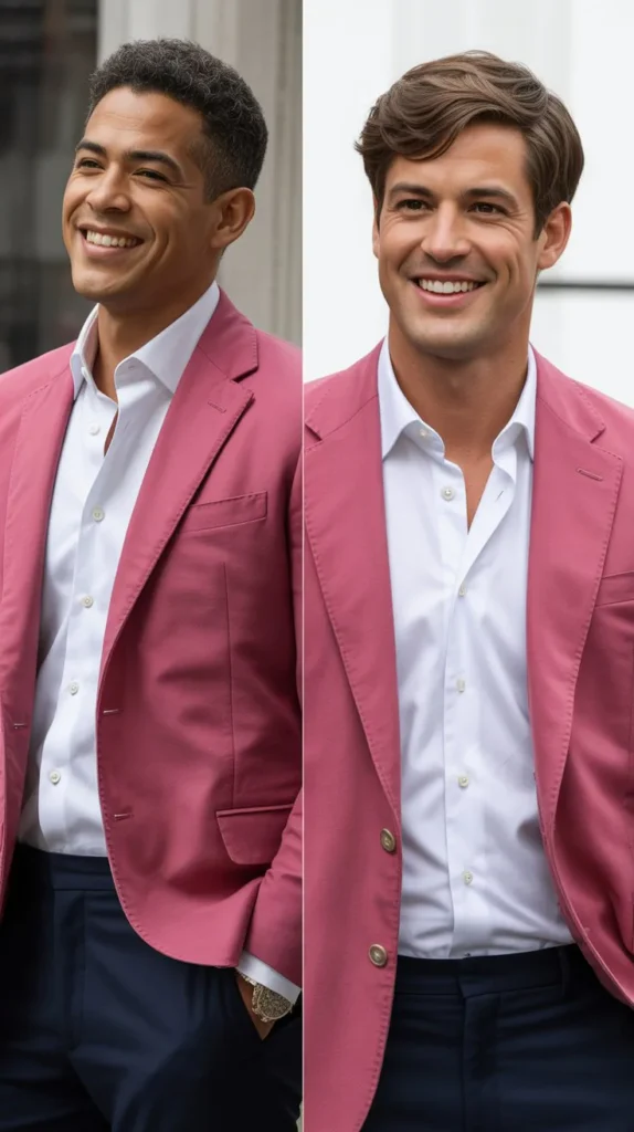 Pink Blazer with White Shirt