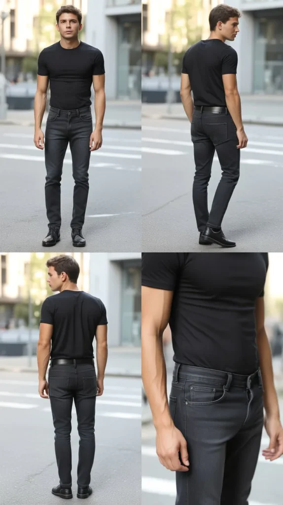  Black T-Shirt with Slim Fit Jeans