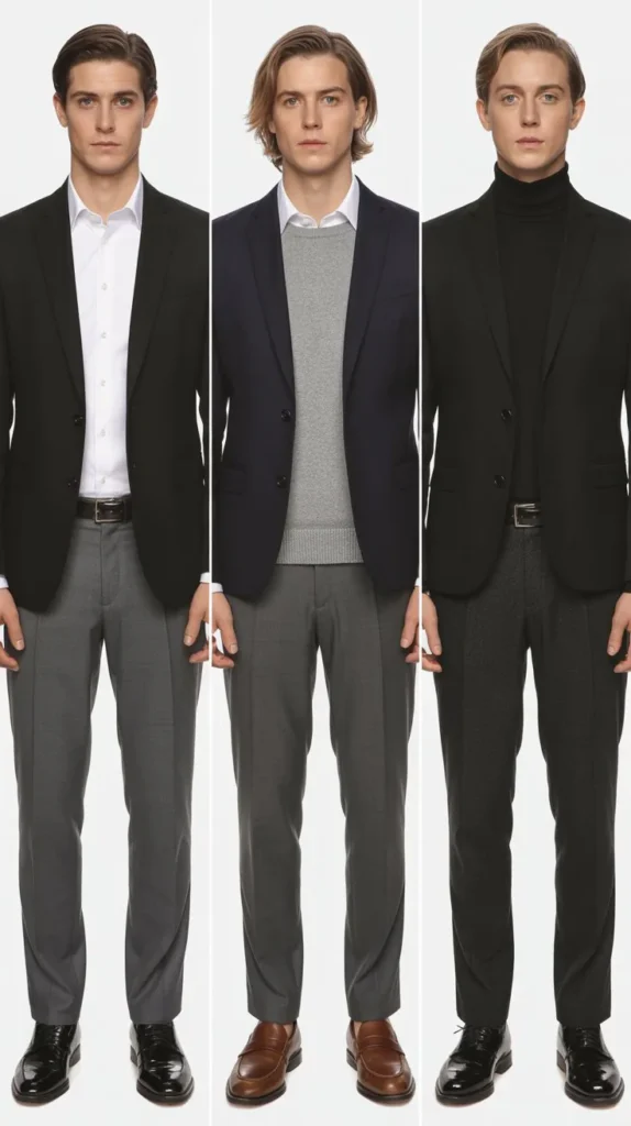 Black Blazer with Grey Trousers