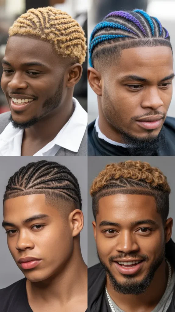  Cornrow Fade with Highlights