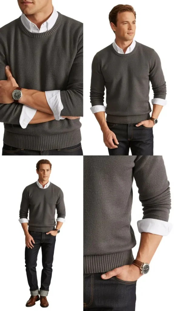 Casual T-Shirt with Leather Jacket