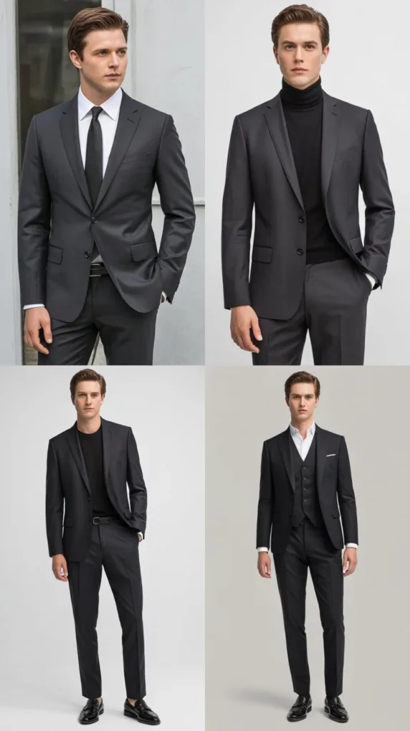 Textured Black Suit